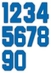 Nažehlovací čísla na dresy sada - modrá výška 15 cm